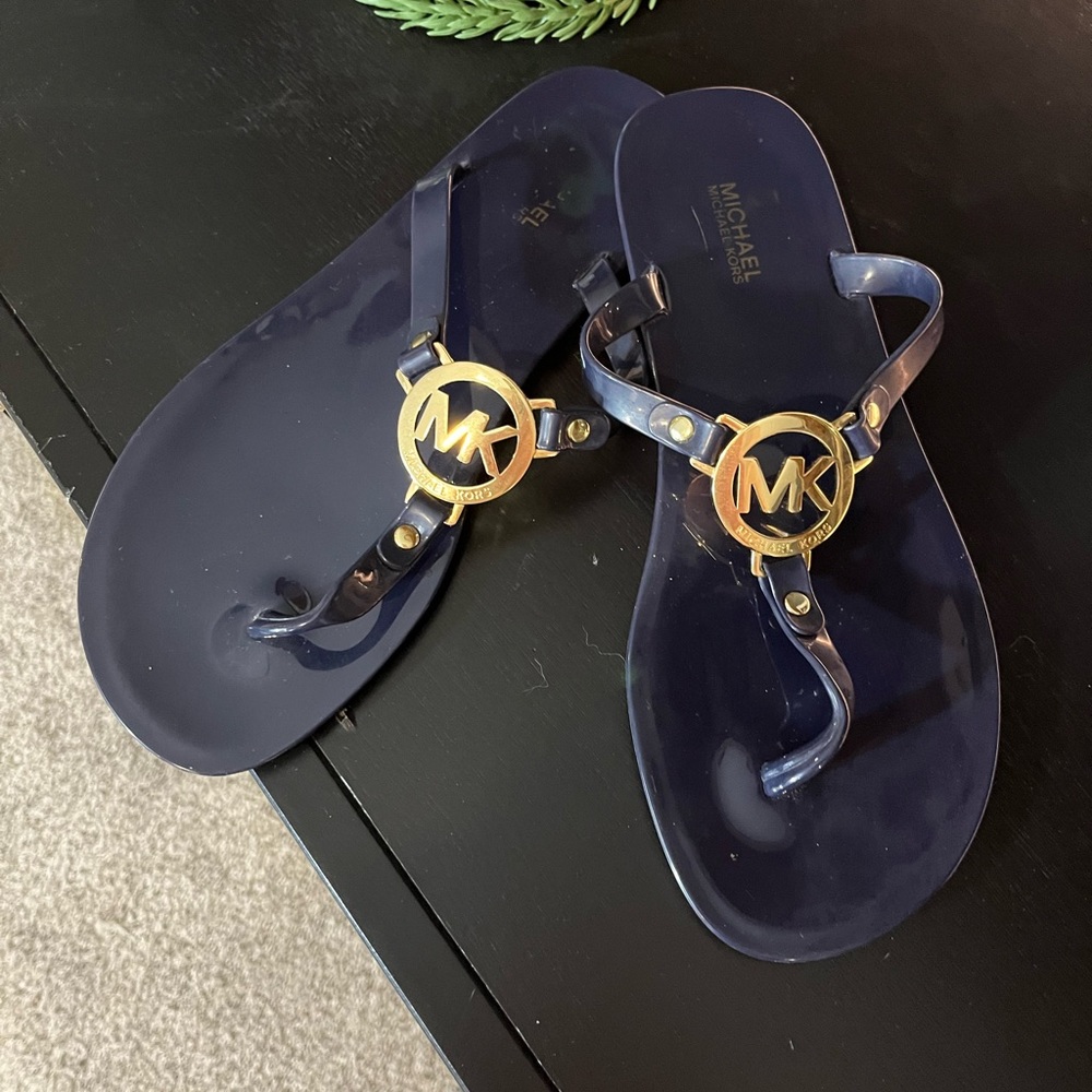Michael Kors navy/gold sandals